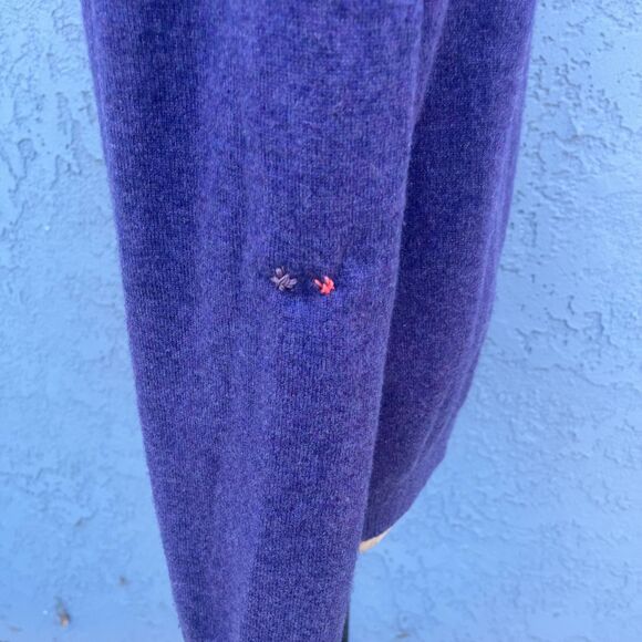 Upcycled Sweater Purple Cashmere Mens large J.Crew embroidered fiber art - Picture 3 of 9